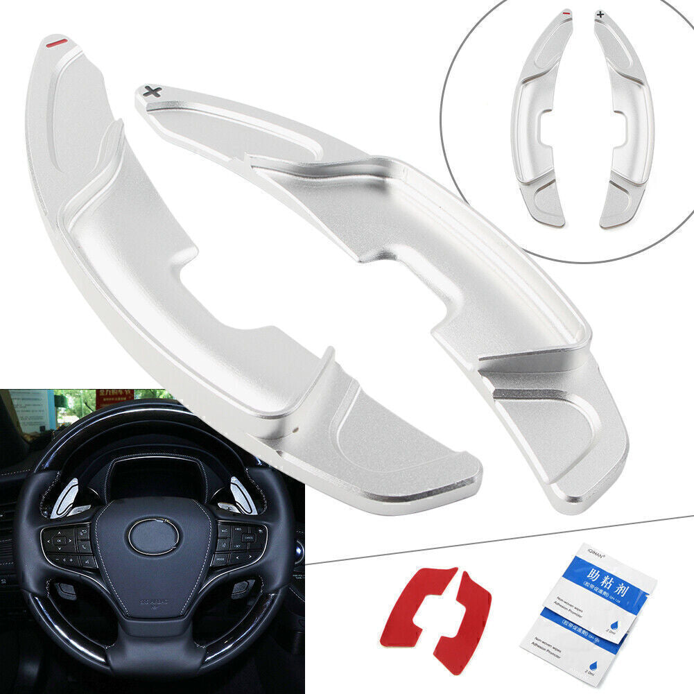 Silver Steering Wheel Shift Paddle Shifter Cover Fits for Lexus ES300h ES350 2019-24