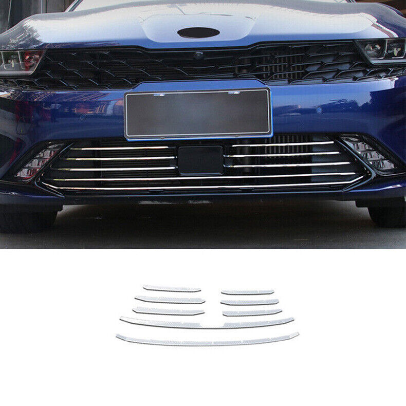 for Kia K5 21-23 Chrome Steel Front Lower Mesh Grille Grill Strip Cover Trim 8Pc