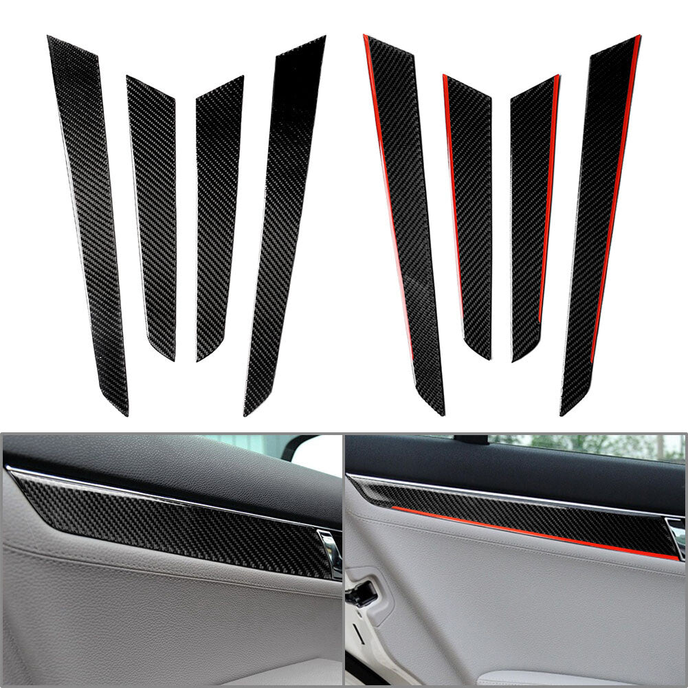 4Pcs Carbon Fiber Interior Door Panel Cover Trim for Mercedes-Benz W204 2007-14