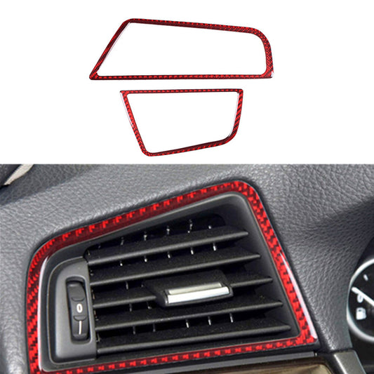 2x red carbon fiber side air outlet trim for BMW 5 Series F10 2011-2017