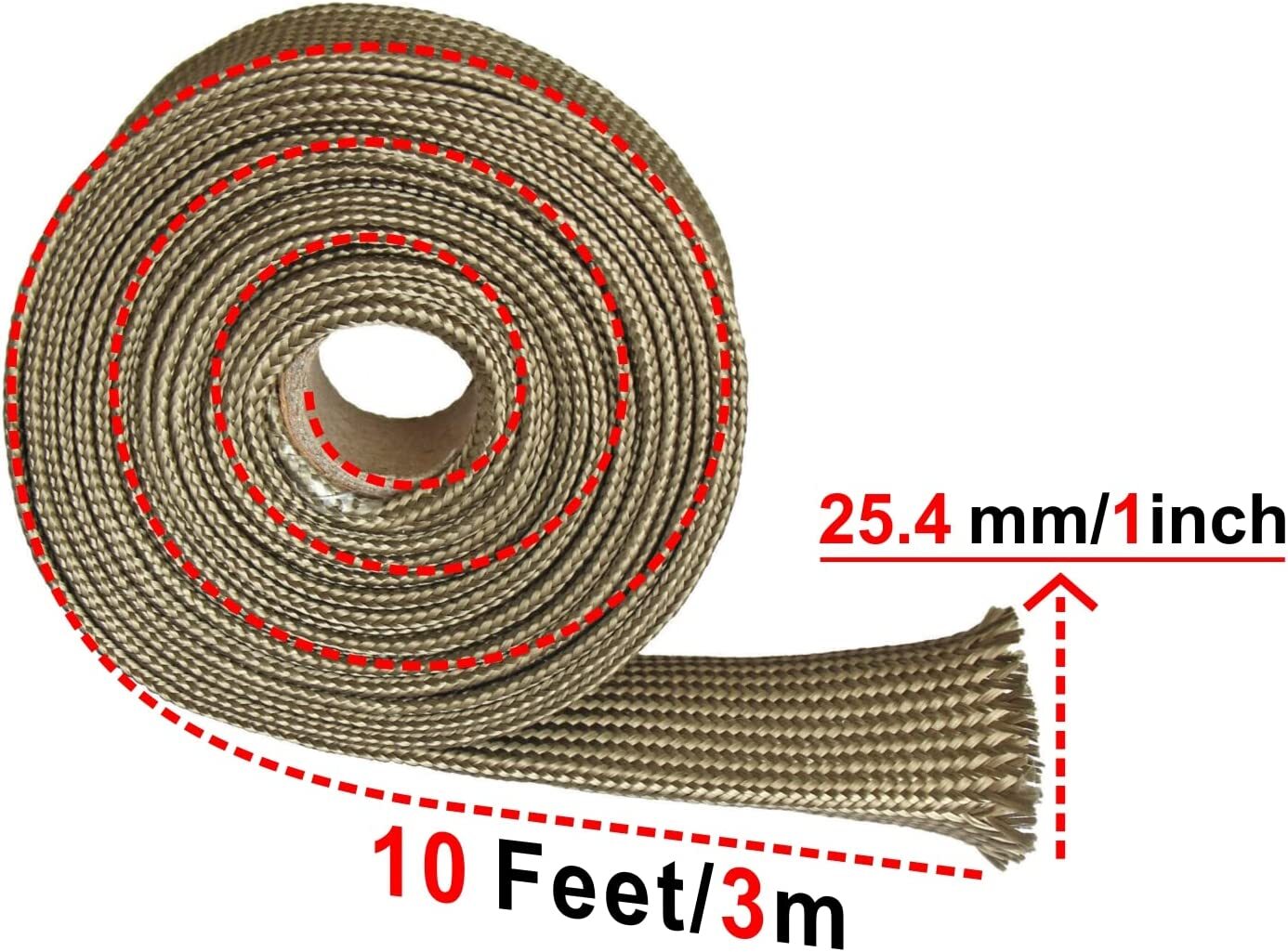 Titanium fiberglass thermal insulation cable sleeve, 1 inch ID x 10' adjustable titanium