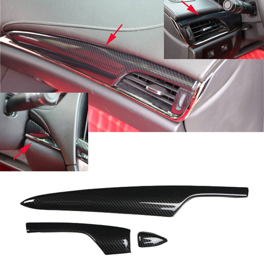 for Cadillac ATSL 2014-2017 ABS Carbon Fiber Inner Central Console Strip Trim 3P