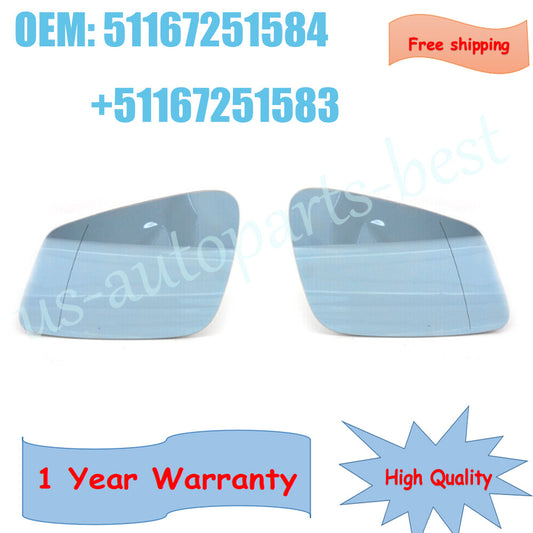 1 Pair Mirror Glass Heated Passenger for BMW F10 528i 550i 535i xDrive 09-16