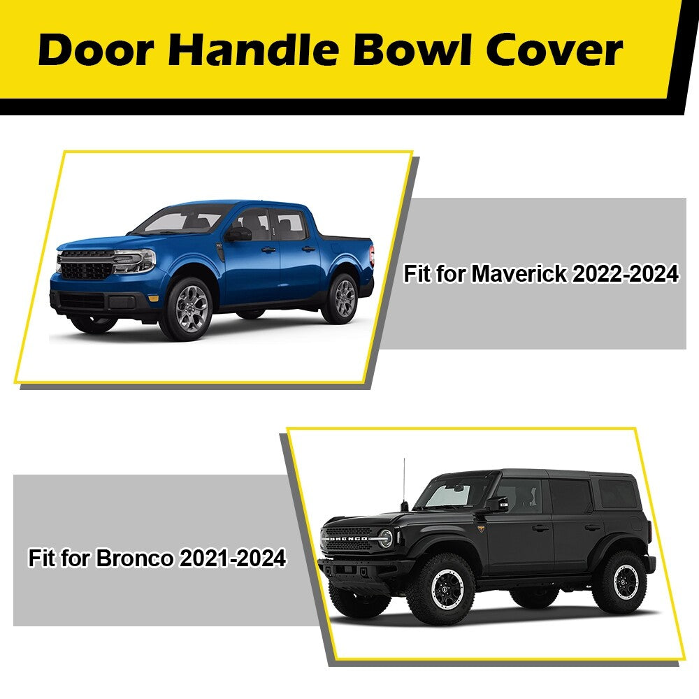 5X Car Door Bowl Scratch Protector for Ford Maverick Bronco 22-24 Golssy Black