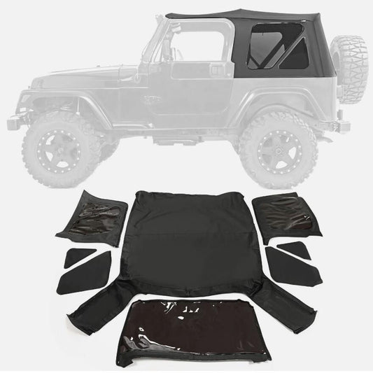 4x for Jeep for Wrangler TJ Soft top Replacement 97-06 w/Tinted Windows Black Vinyl