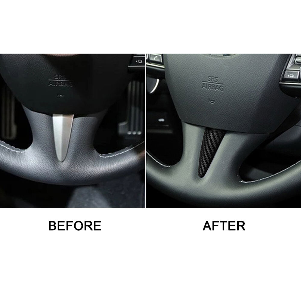 2pcs For 14-17 for Infiniti Q50 Carbon Fiber Steering Wheel Trim + Shift Knob Cover