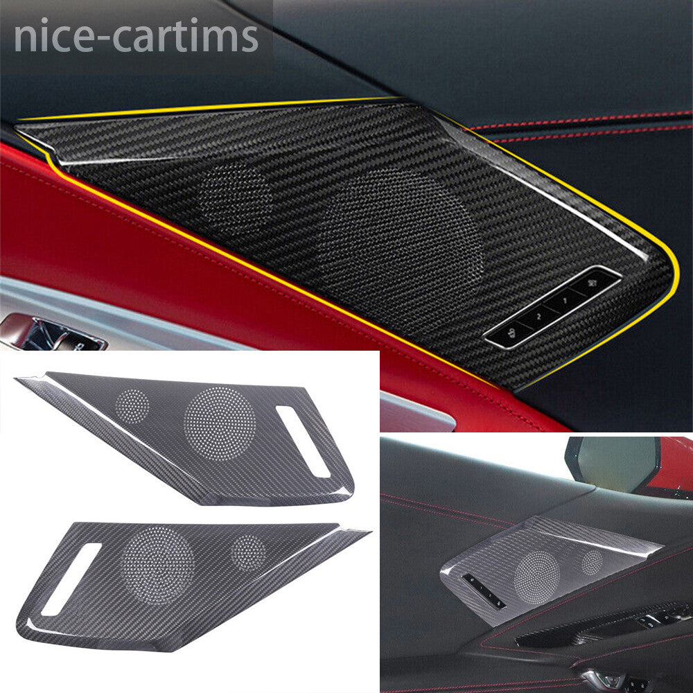 Real Carbon Fiber Inner Door Speaker Panel Cover for Chevrolet for Corvette C8 2020+