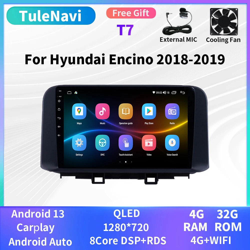 for Hyundai Encino Kona 2018-2019 CarPlay Car Radio GPS Stereo Player Screen