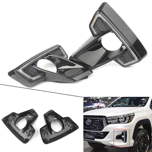 for Toyota Hilux Revo Rocco 2018 2x LED Daytime Running Light Fog Lamp w/ Signal