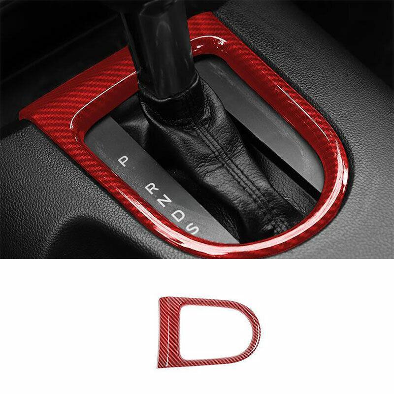 for Ford for Mustang 2015-2022 Red Carbon Fiber Middle Console Gear Shift Frame Trim