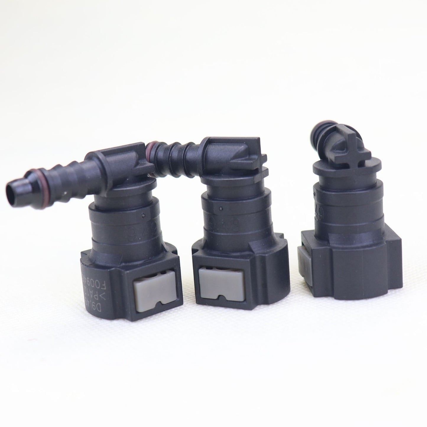 3-pack 90 Deg elbow SAE 9.49 fuel line quick release connector nylon hose ID 1/4