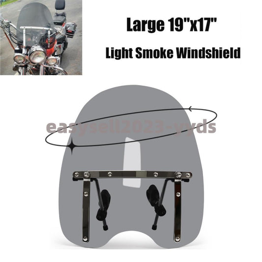 19x 17 Universal Motorcycle Windshield Large Fit 7/8'' 1'' 1.25 Handlebar