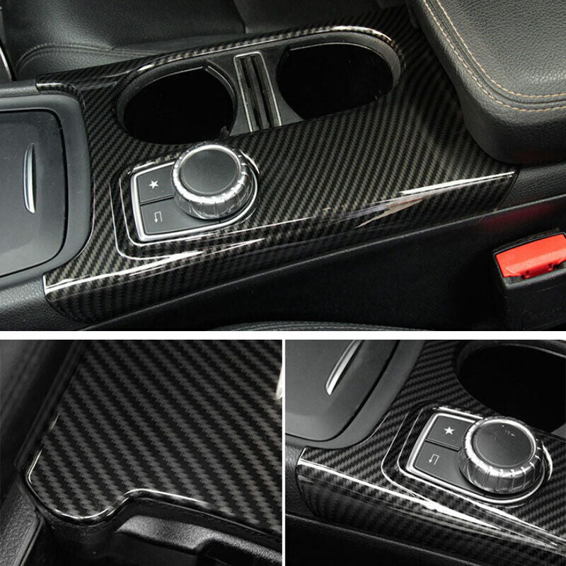 Carbon Fiber ABS Water Cup Holder Panel Trim for Benz A GLA CLA Class W176 13-19