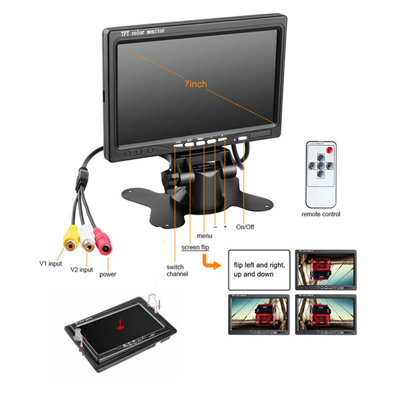 4CH 1080P Truck Bus Recorder Playback 4 Pc Camera +7Inch Video Monitor Dvr Kits