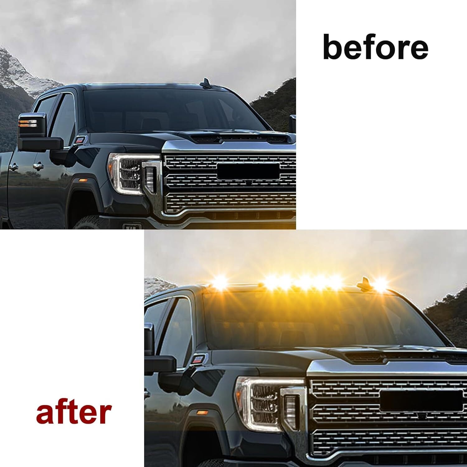 3x Amber LED Roof Top Running Cab Light for Chevy for GMC 1500 2500 3500 2007-2013