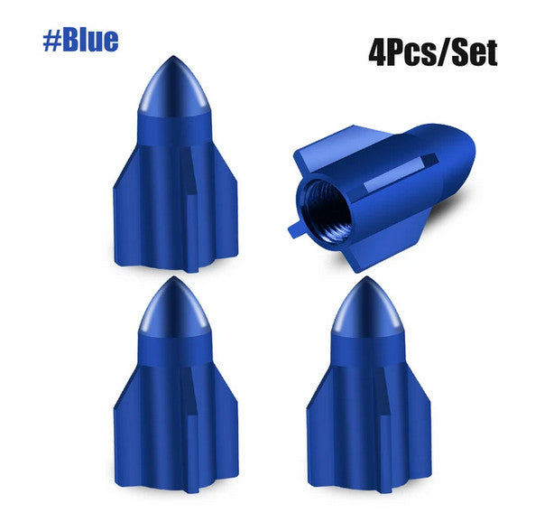 4-piece car tire valve cover rod air dust cover, sky blue, suitable for Chevrolet