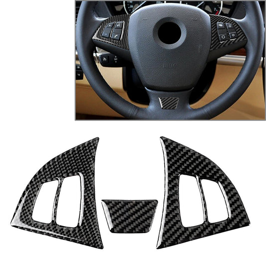 3Pcs Interior Inner Carbon Fiber Steering Wheel Cover Trim for BMW X5 X6 E70 E71