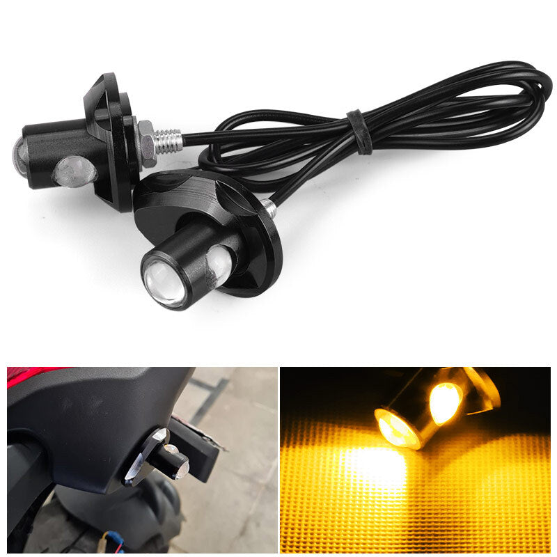 2X for Mini LED Motorcycle Turn Signals Indicator Black Amber Blinker DIY Light US