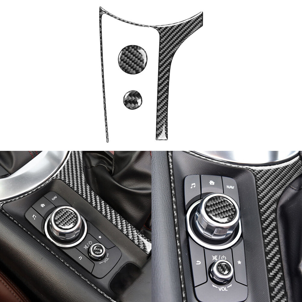 for Mazda MX-5 2016-2020 Carbon Fiber Interior Multimedia Surround Cover Trim