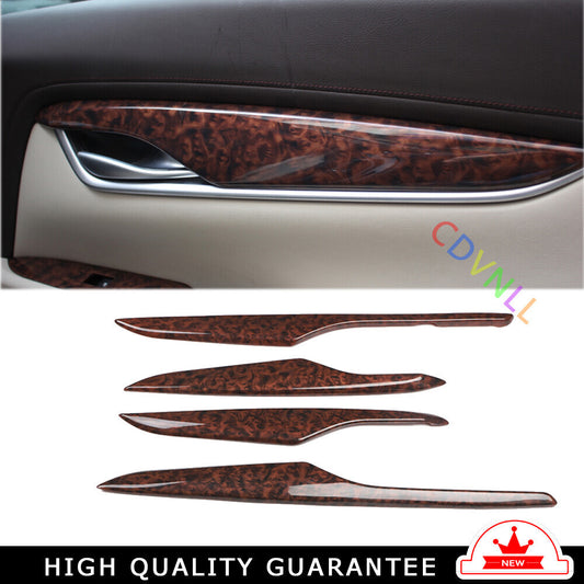 for Cadillac XTS 2013-2017 Agate Wood Grain Inner Door Panel Strip Cover Trim 4P