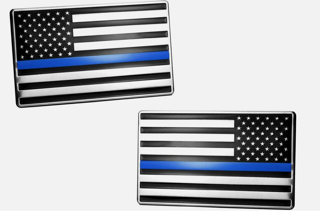 Car side fender rear trunk badge silver black blue American flag applicable to Cadillacs