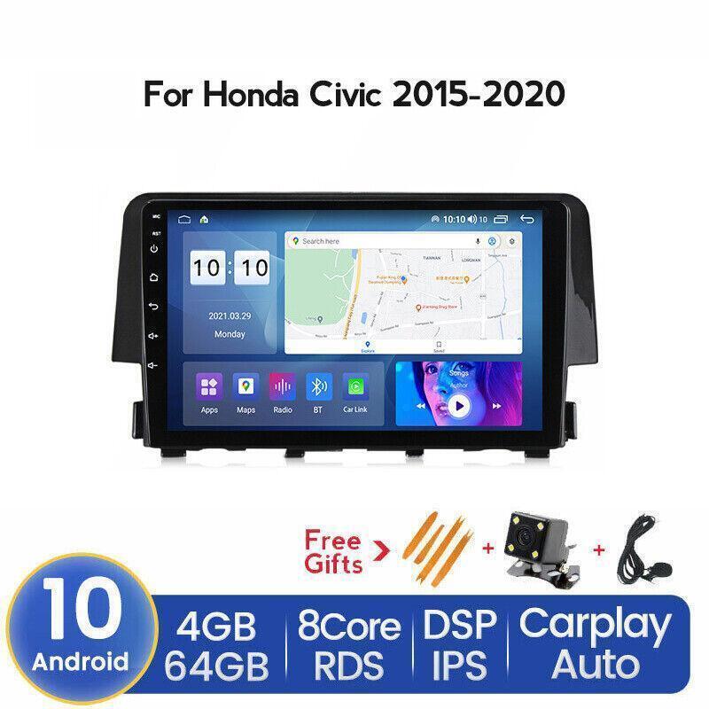 9 Android Car Stereo GPS CarPlay RDS DSP 4+64GB for Honda for Civic 2015-2020