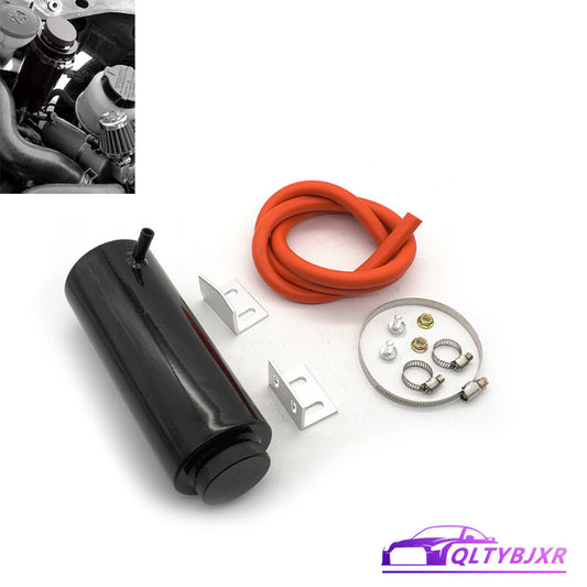 Radiator Coolant Catch Tank Overflow Reservoir Silver Aluminum Black Universal