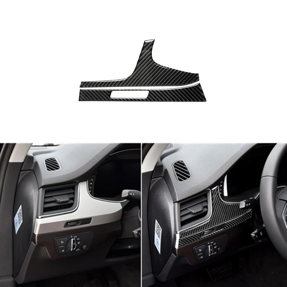 2Pcs Red Carbon Fiber Interior Driver Dashboard Cover Trim for Audi Q7 2016-2019