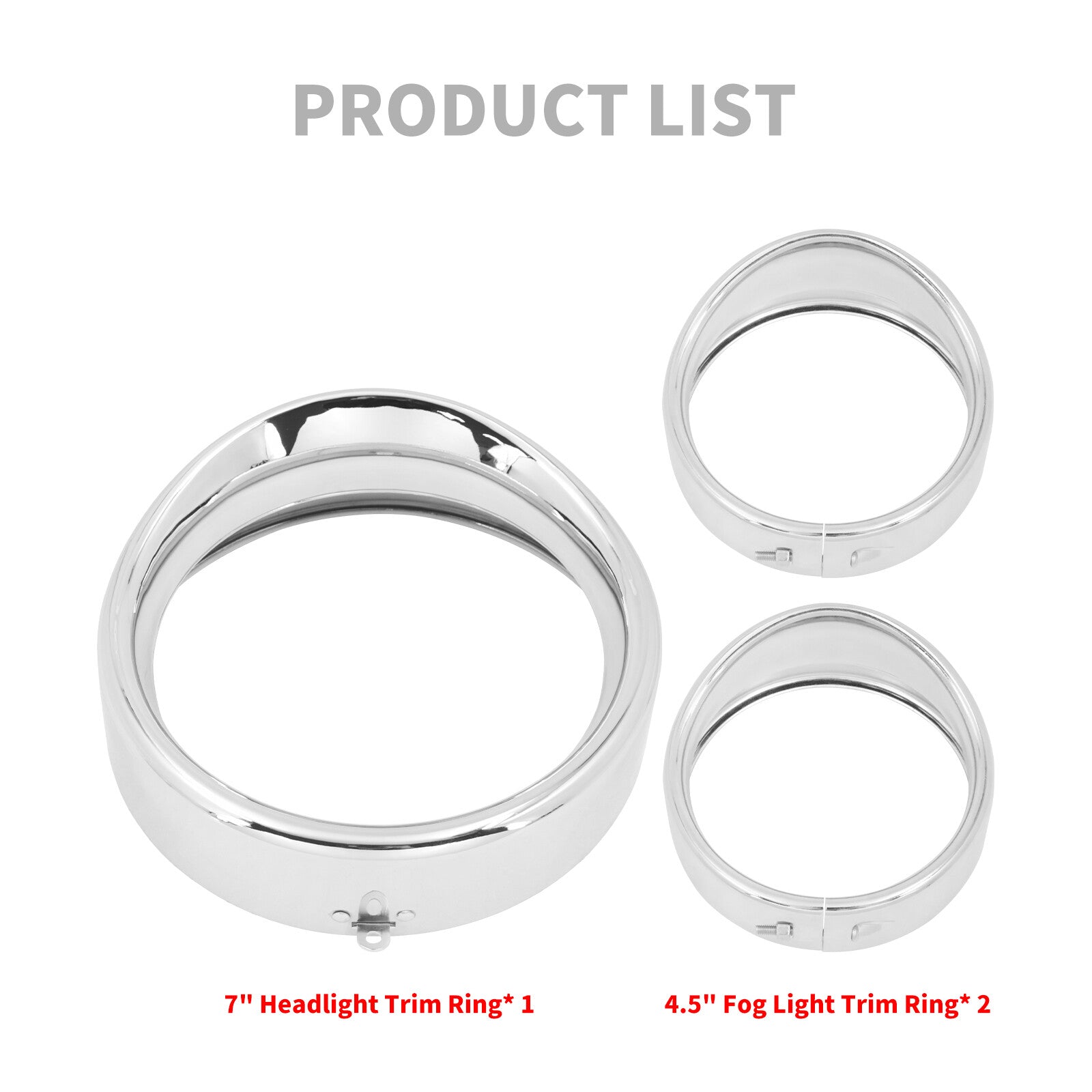 7Headlight 4.5Fog Light Visor Trim Ring Cover for Harley Softail Fat Boy 94-17