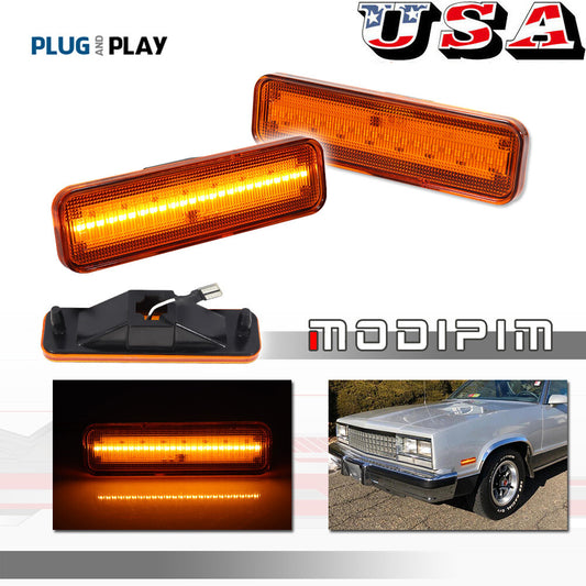 Amber front bumper side marker lights are suitable for 82-87 for Chevrolet El Camino for GMC Caballero.