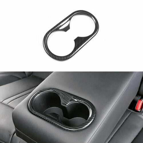 for Hyundai Sonata 2020-2023 Carbon ABS Rear Water Cup Holder Frame Cover Trim