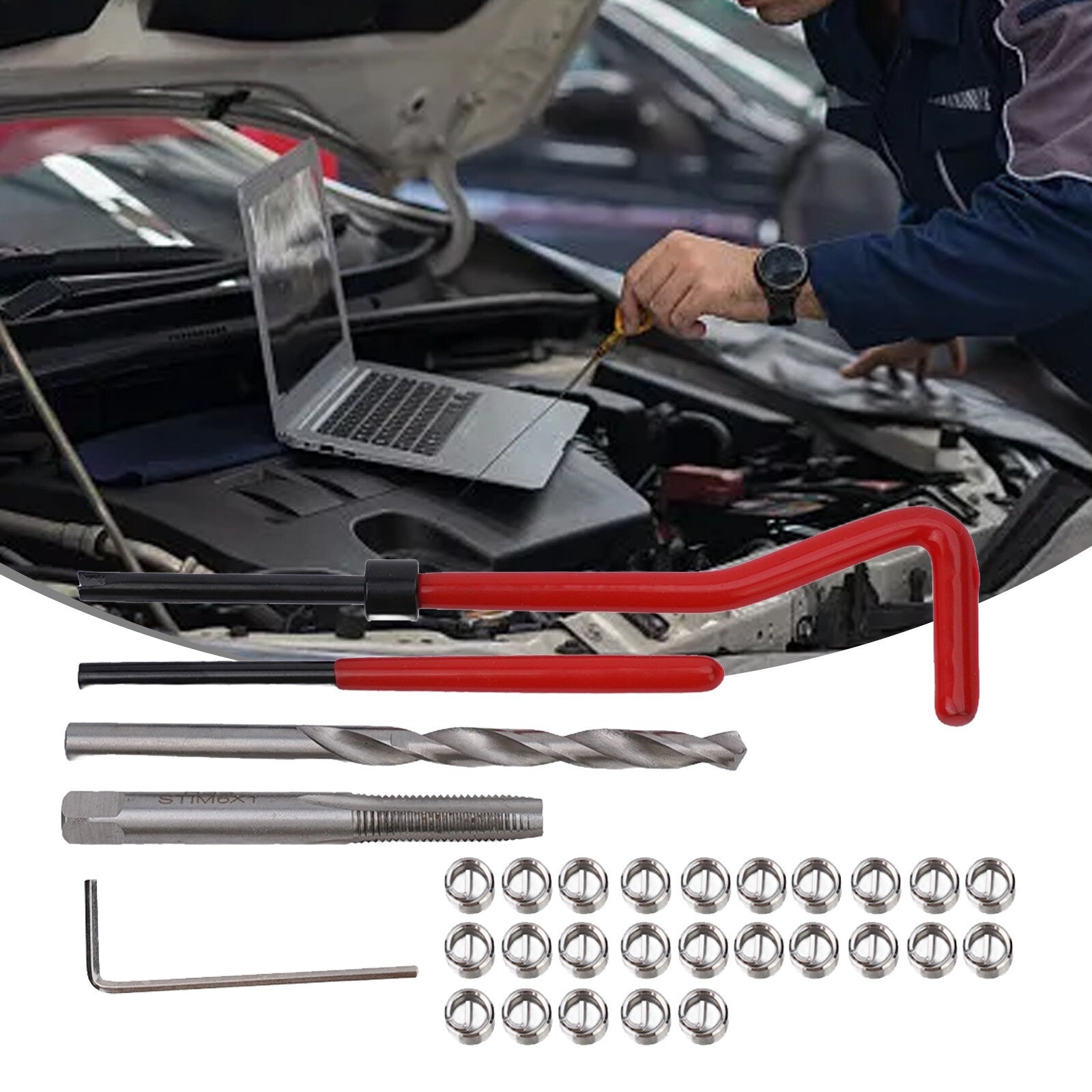 30Pcs/Set Metric Thread Repair Insert Kit M61MM Coil Set Tool For Engine Repair