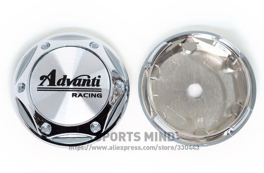 4-piece set of 68mm Advanti racing wheel caps, rim caps, wheel center caps, badges, and chrome-plated logos.