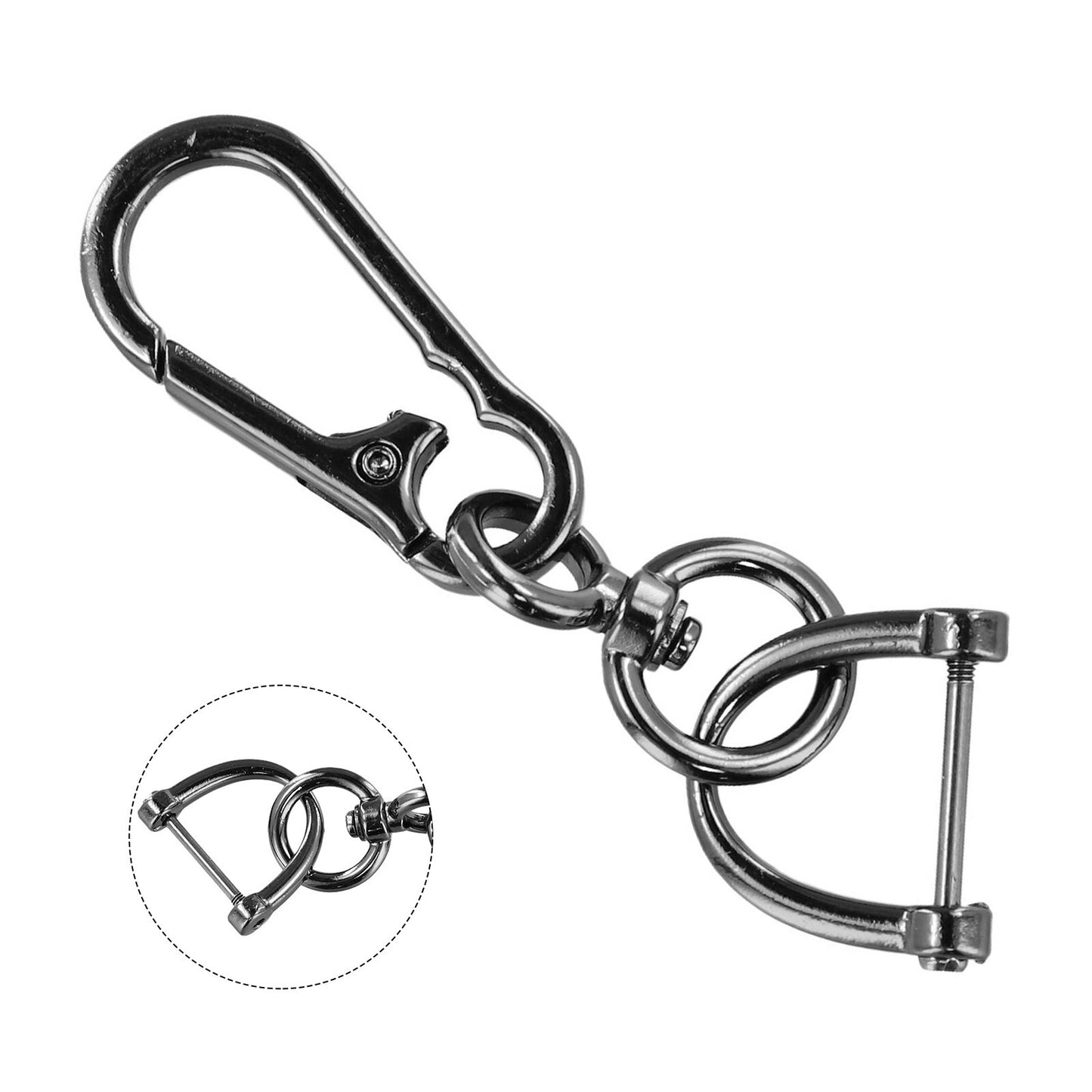 8-shaped car keychain - Black horseshoe shape,