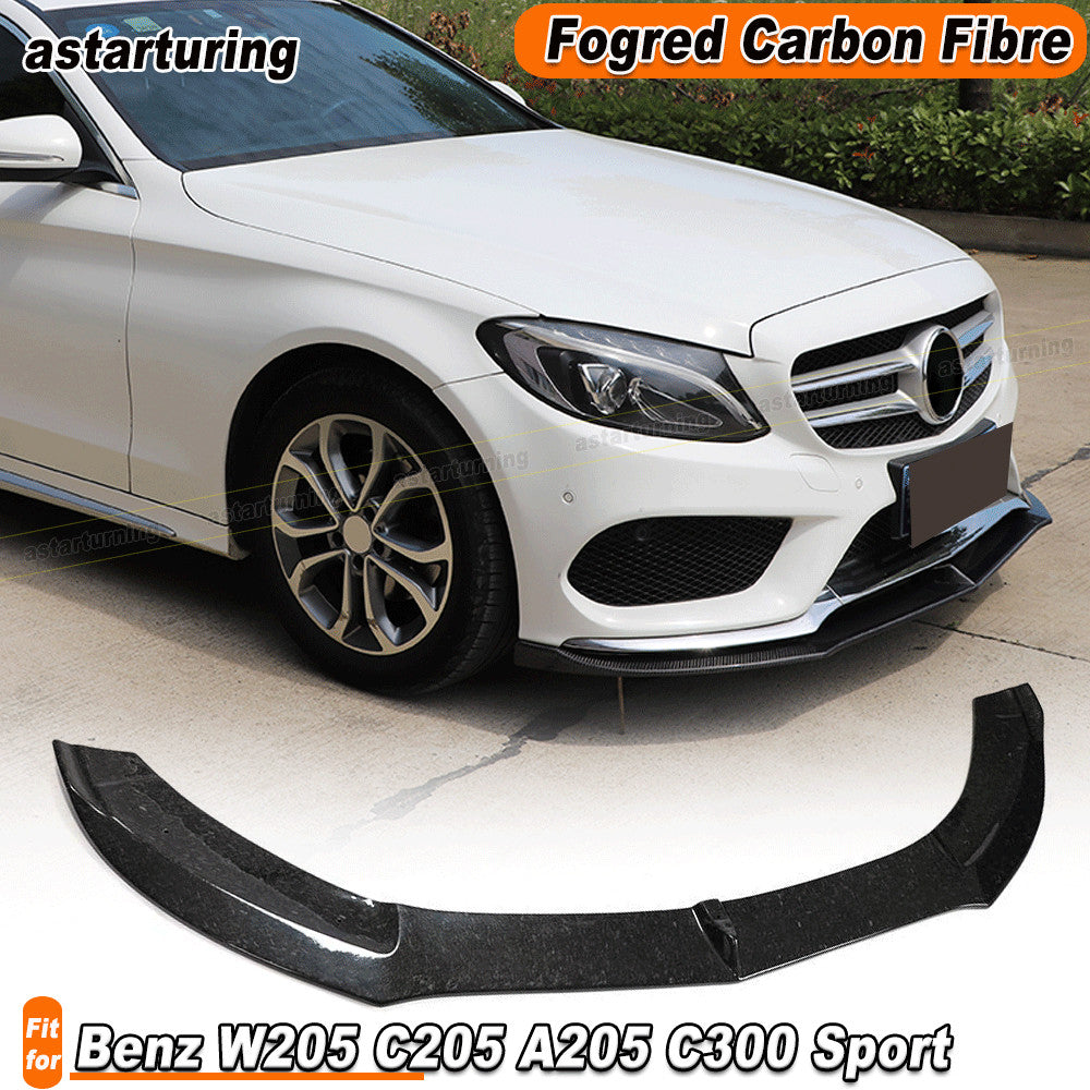 for Mercedes W205 C205 A205 C300 Sport Forged Carbon Front Bumper Lip Spoiler