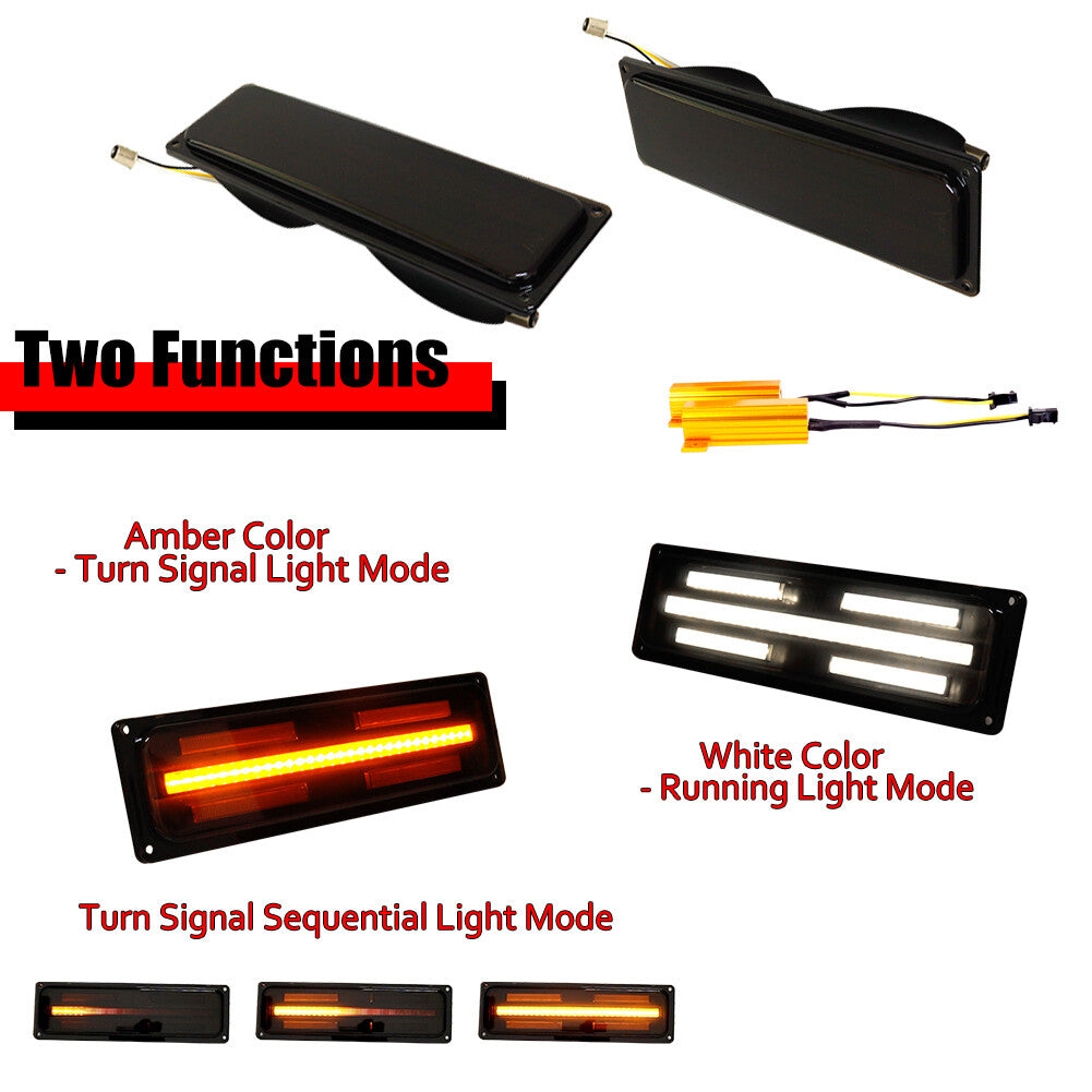 Smoke-activated LED front turn signals suitable for Chevrolet / for GMC C/K 1500/2500 models (models 88-98).