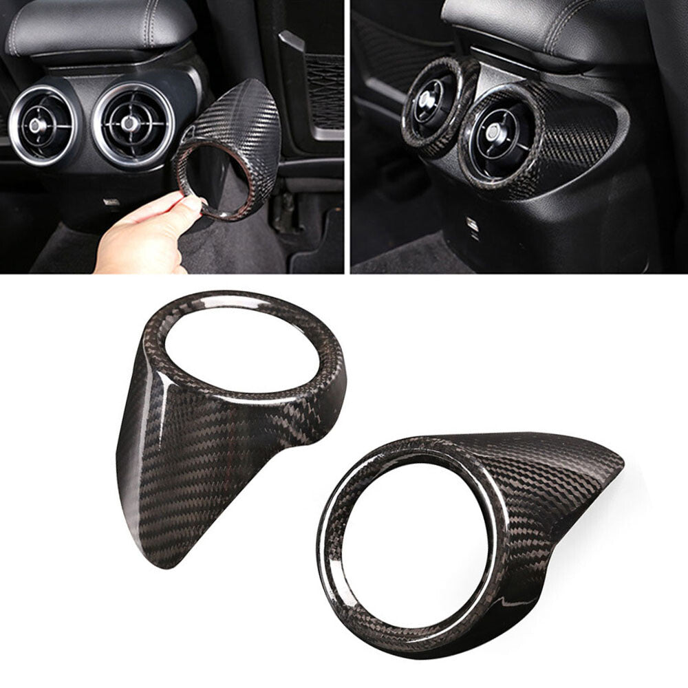 Real Carbon Fiber Rear Air Vent Outlet Ring Trim for Alfa Romeo Giulia 2017-2021