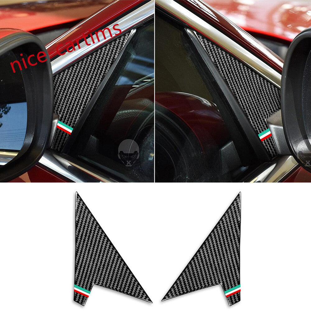 Carbon Fiber Rearview Mirror A-pillar Panel Trim for Alfa Romeo Giulia 2017-2021