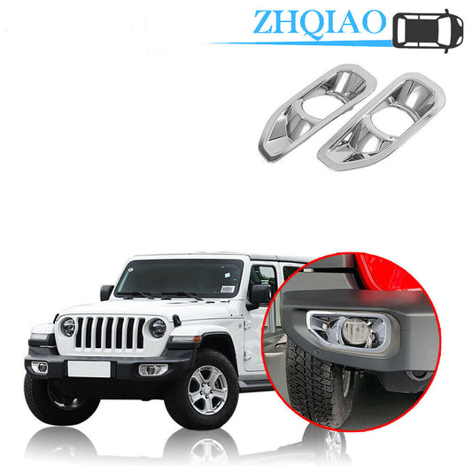 Front Fog Light Lamp Frame Decoration Chrome Cover Trim Fit for Jeep for Wrangler JL 18