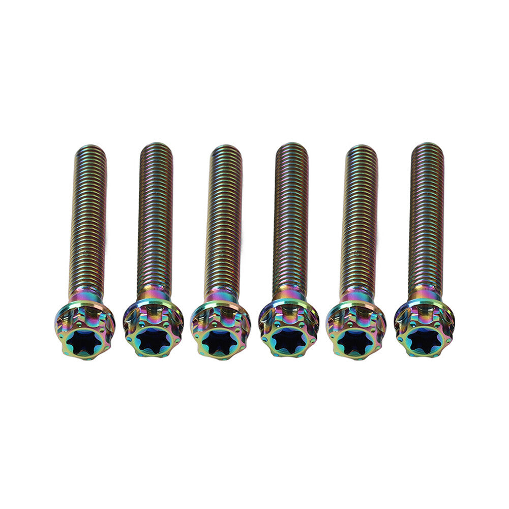 6pcs Bolts Torx Head Flange Screws M10x60mm Rainbow For Motorcycle Bike