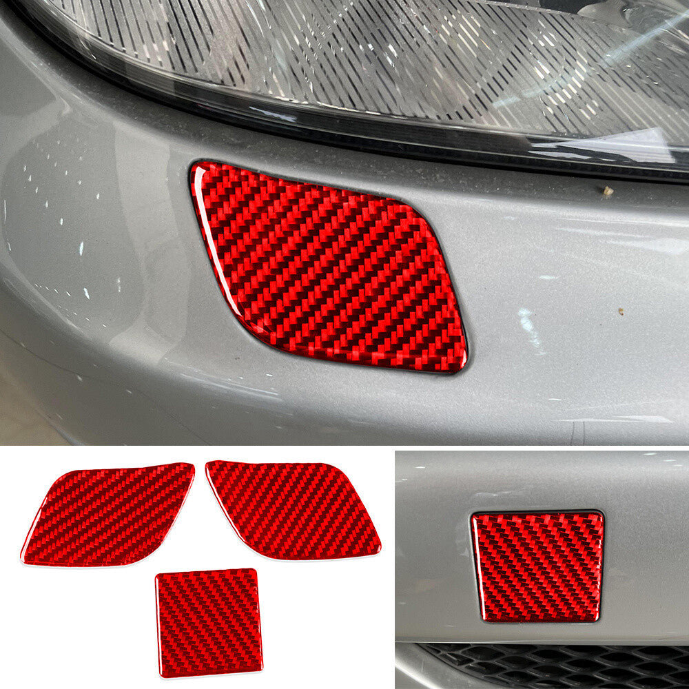 Front Body Headlight Cleaning Trim for Benz CLS Class C219 04-09Red Carbon Fiber