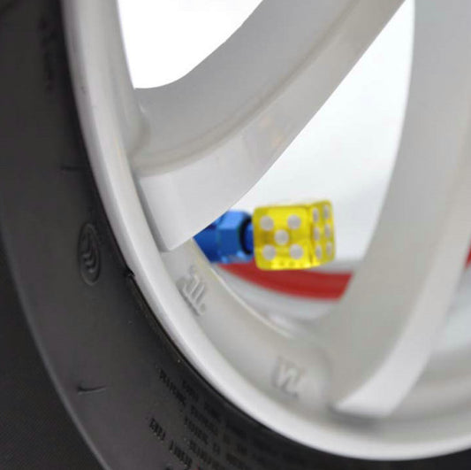 4pcs Clear yellow Dice Tire/Wheel Air Stem Valve Caps for Car Truck Hot Rod