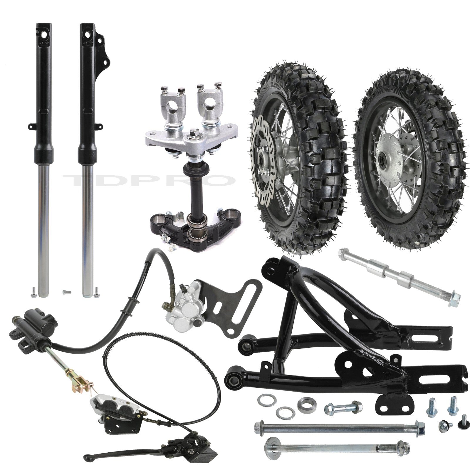 2.50-10 + 3.00-10 Tires  Rim + Fork + Swingarm Pit Bicycle CRF50 TTR50 SSR 70