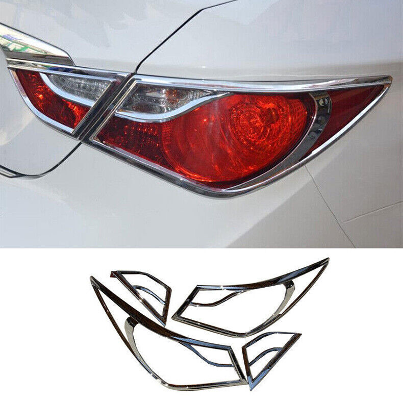 4x for Hyundai Sonata 2011-2014 Chrome ABS Rear Tail Light Lamp Cover Frame Trim
