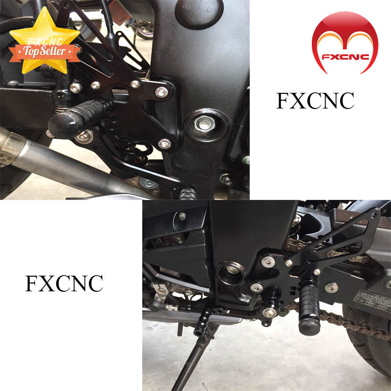Aluminum CNC geared footplate and pedal kit for Kawasaki 250 2009-2012.
