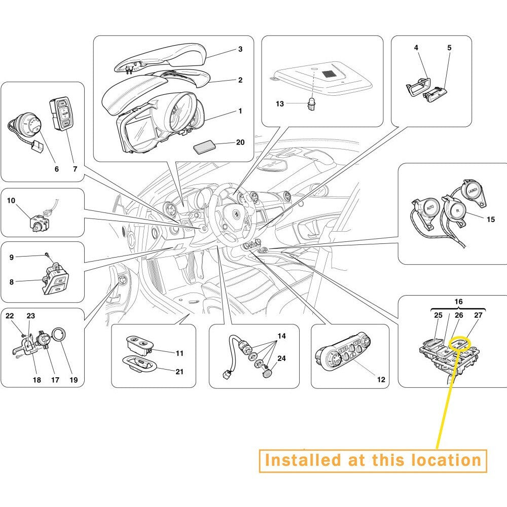 Equipment Manufacturer ( ): 86257200- (for Ferrari California, right-side power window switch)