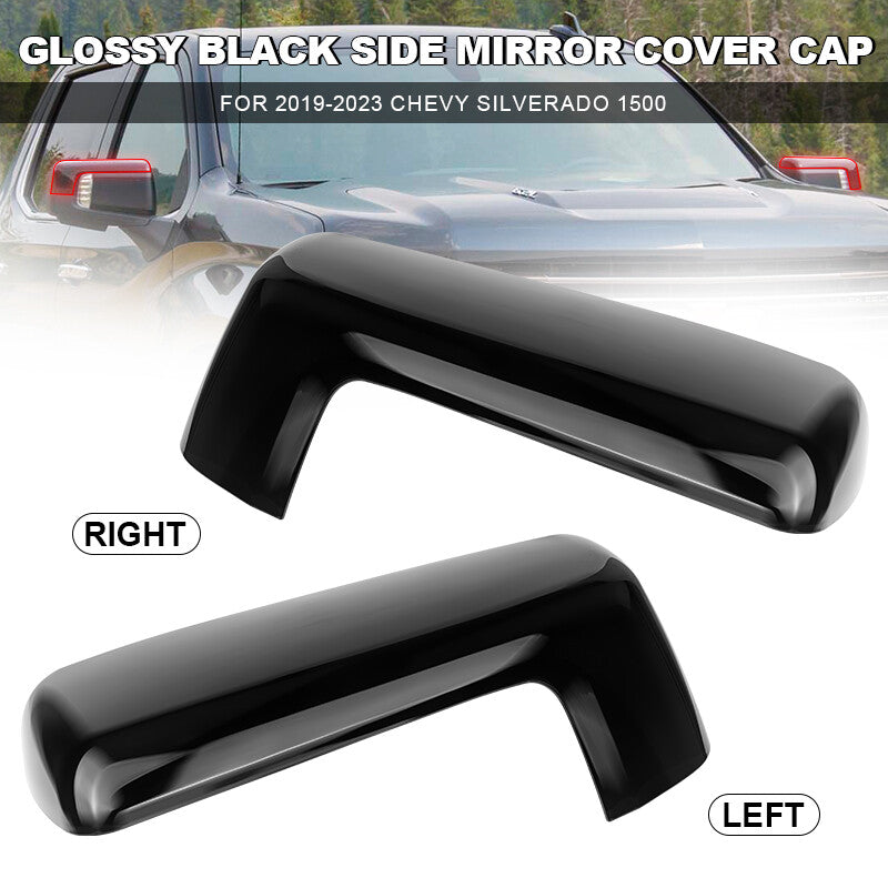 Gloss Black Replacement Mirror Cap Cover Set For 2019-2022 for Chevy Silverado 1500
