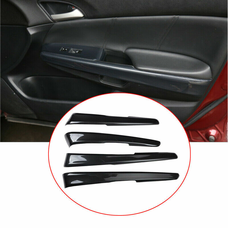 for Honda Accord 2008-13 Carbon Fiber Look Interior Door Panel Cover Decor Trim