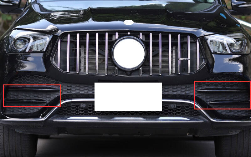 for Benz GLE 2020-2022 Front Bumper Fog Light Lamp Strip Trims Decor Gloss Black