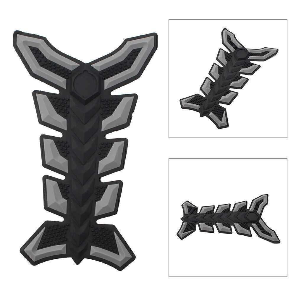 Gas Fuel Oil Tank Pad Fish Bone 3D Decal Sticker Protector Motorcycle Gray New
